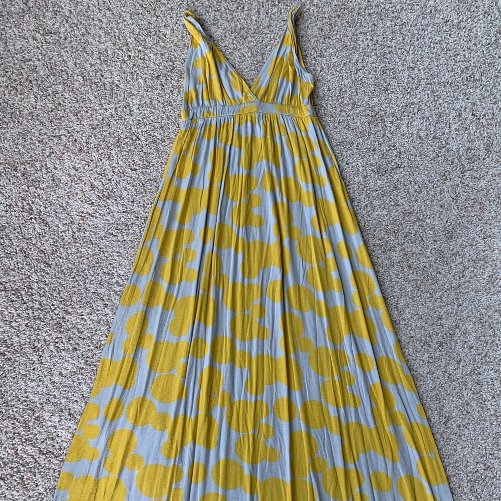 Women’s Yellow & Grey V-Neck Maxi Dress